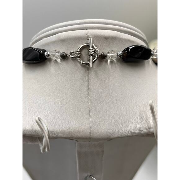 Turquoise, Black Onyx, Faceted Glass and Ceramic Beaded One Strand Necklace - Picture 7 of 12